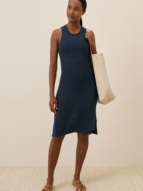 Pact Organic Linen/Cotton blend vneck knit dress